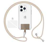 NALIA HoldMe Air Catena Universale con Pad, Cinturino per Custodia del Telefono Cellulare, Moschettone in Metallo (argento), Cordino da Collo 160 CM, Tracolla Crossbody Lanyard, Colore:Bianco Beige