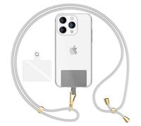 NALIA Laccio Telefono Universale per Smartphone - Corda Robusta & 2 Patch - HOLDME AIR (Cordino Classico con Moschettone Nero Opaco) - Marchio Tedesco, Colore:Grigio Scuro