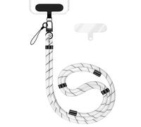 NALIA Laccio Telefono Universale per Smartphone - Nylon Comfort Premium & 2 Patch - HOLDME (Cordino Intrecciato con Moschettone Nero Opaco) - Marchio Tedesco, Colore:Bianco