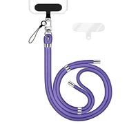 NALIA Laccio Telefono Universale per Smartphone - Nylon Comfort Premium & 2 Patch - HOLDME (Cordino Intrecciato con Moschettone Argento) - Marchio Tedesco, Colore:Blu Viola