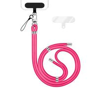 NALIA Laccio Telefono Universale per Smartphone - Nylon Comfort Premium & 2 Patch - HOLDME (Cordino Intrecciato con Moschettone Argento) - Marchio Tedesco, Colore:Rosa Neon