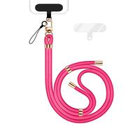 NALIA Laccio Telefono Universale per Smartphone - Nylon Comfort Premium & 2 Patch - HOLDME (Cordino Intrecciato con Moschettone Oro) - Marchio Tedesco, Colore:Rosa Neon