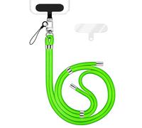 NALIA Laccio Telefono Universale per Smartphone - Nylon Comfort Premium & 2 Patch - HOLDME (Cordino Intrecciato con Moschettone Argento) - Marchio Tedesco, Colore:Verde Neon