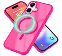 NALIA MagPower Cover Ibrido compatibile con iPhone 16 Custodia [compatibile con MagSafe], Semi-Trasparente Opaco-Traslucido, Dorso Rigido & Telaio Silicone Case Chiaro Anti-Giallo, Colore:Pink