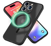 NALIA MagPower Cover Ibrido compatibile con iPhone 16 Pro Max Custodia [compatibile con MagSafe], Semi-Trasparente Traslucido, Dorso Rigido & Telaio Silicone, Case Anti-Giallo, Colore:Nero