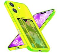 NALIA Neon Cover Porta Carte compatibile con iPhone 16 Custodia, Copertura Trasparente con Tasca per Carte di Credito & Carta d'Identità, Wallet Case Morbida in Silicone Colorato, Colore:Giallo