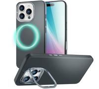 NALIA Overland compatibile con iPhone 16 Pro Max Custodia [compatibile con MagSafe], Case Rigido Ultra Sottile, Anello Magnetico Nascosto, Supporto Fotocamera, Finitura Opaca, Colore:Nero Titanio