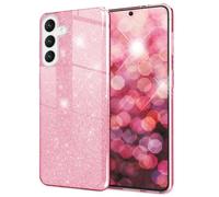 NALIA Rigida Cover Brillantini compatibile con Samsung Galaxy S24 Custodia, Hybrid Glitter Case Copertura Lucida con Luccichio Bling Pailettes, Antiurto Silicone Rinforzato Sottile, Colore:Pink