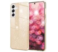 NALIA Rigida Cover Brillantini compatibile con Samsung Galaxy S24 Plus Custodia, Hybrid Glitter Case Copertura Lucida con Luccichio Bling Pailettes, Antiurto Silicone Rinforzato Slim, Colore:Gold Oro