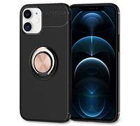 NALIA Ring Cover compatibile con iPhone 12 / iPhone 12 Pro Custodia, Silicone Case con Anello Girevole 360-Gradi Rotazione per Supporto Magnetico Auto, Protettiva Copertura, Colore:Rosa Gold Oro