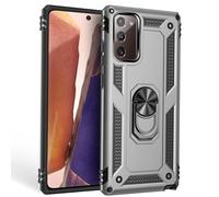 NALIA Ring Cover compatibile con Samsung Galaxy Note 20 Custodia, Copertura Resistente con Anello Girevole 360°, Protettiva Hardcase & Silicone Bumper, Case per Supporto Magnetico Auto, Colore:Argento