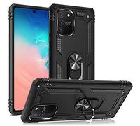 NALIA Ring Cover compatibile con Samsung Galaxy S10 Lite Custodia, Copertura Resistente con Anello Girevole 360°, Protettiva Hardcase & Silicone Bumper, per Supporto Magnetico Auto, Colore:Nero