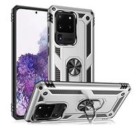 NALIA Ring Cover compatibile con Samsung Galaxy S20 Ultra Custodia, Copertura Resistente con Anello Girevole 360°, Protettiva Hardcase & Silicone Bumper, per Supporto Magnetico Auto, Colore:Argento