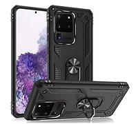 NALIA Ring Cover compatibile con Samsung Galaxy S20 Ultra Custodia, Copertura Resistente con Anello Girevole 360°, Protettiva Hardcase & Silicone Bumper, per Supporto Magnetico Auto, Colore:Nero