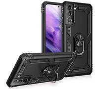 NALIA Ring Cover compatibile con Samsung Galaxy S21 Plus Custodia, Copertura Resistente con Anello Girevole 360°, Protettiva Hardcase & Silicone, Case per Supporto Magnetico Auto, Colore:Nero