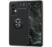 NALIA Ring Cover Nero Opaco compatibile con Samsung Galaxy A33 Custodia, Anello Girevole 360-Gradi Rotazione per Funzione & Supporto per Auto, Silicone Copertura Protettiva, Colore:Nero