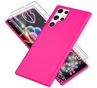 NALIA Set [3-in-1] Compatibile con Samsung Galaxy S23 Ultra Custodia [1x Neon Case & 2x Protezione Del Display] Colore Intenso Antiscivolo Morbido Gomma Grip Sottile Backcover Duro, Colore:Pink