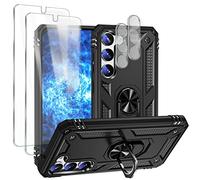 NALIA Set [5-in-1] Compatibile con Samsung Galaxy S23 Custodia [1x Case ad Anello & 2x Vetro di Protezione Del Display & 2x Protezione Della Telecamera] Hard-Cover Militare Antiurto, Colore:Nero
