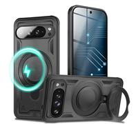 NALIA Stormguard compatibile con Google Pixel 9 Pro Custodia [compatibile con MagSafe], Protezione Blindato Antiurto, Anello Girevole a 360°, Copertura Militare Corazzato, Colore:Nero Vulcanico