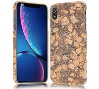 NALIA Sughero Custodia compatibile con iPhone XR, Sottile Cover Effetto Legno Hard-Case Protettiva compatibile con Cellulare, Rigida Protezione Ultra-Slim Telefono Bumper, Motiv:Cork Pattern