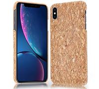 NALIA Sughero Custodia compatibile con iPhone XS Max, Sottile Cover Effetto Legno Hard-Case Protettiva Cellulare, Rigida Protezione Ultra-Slim Telefono Bumper, Designs:Light Cork Pattern
