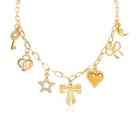 NALISASA Collana da donna a forma di farfalla, con ciondolo a forma di farfalla con zircone cubico, colore: oro, Acciaio inossidabile, Nessuna pietra preziosa
