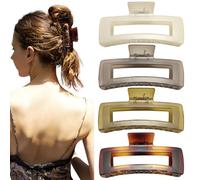 Nalodu Mollette per capelli extra large quadrate antiscivolo grandi in gelatina XL per capelli lunghi e ricci spessi, confezione da 4