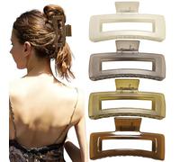 Nalodu Mollette per capelli extra large quadrate antiscivolo grandi rettangolari in gelatina per donne con capelli lunghi e ricci spessi, confezione da 4