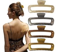 Nalodu Mollette per capelli grandi, 12,7 cm, antiscivolo, lucide, quadrate, XL, per capelli spessi, lunghi e ricci, clip da donna rettangolari forti, confezione da 4