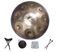 NaLsa 22 Pollici D Minor 9 Note Drum da Panoramica, 56 cm Diametro Standard Handpan Lingua in Acciaio, Tamburo Manuale a Sintonizzazione (Principiante 9 Nota Handpan)/Oro