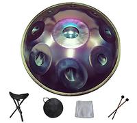 NaLsa 22 Pollici D Minor 9 Note Drum da Panoramica, 56 cm Diametro Standard Handpan Lingua in Acciaio, Tamburo Manuale a Sintonizzazione (Principiante 9 Nota Handpan)/Viola