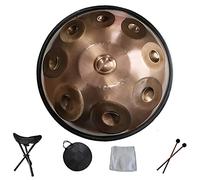 NaLsa 22 Pollici D Minor 9 Note Drum da Panoramica, 56 cm Diametro Standard Handpan Lingua in Acciaio, Tamburo Manuale a Sintonizzazione (Principiante 9 Nota Handpan)/Marrone