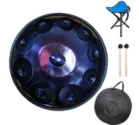 NaLsa 22 Pollici Panoramica in D Minore 9 Note/10Notes, Strumento a Tamburo a Mano in Acciaio con Zaino Morbido, Supporto in Metallo, Ideale per la Produzioneo Professionale/Purple 10Notes