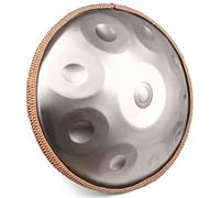 NaLsa 432 Hz Handpan Steel Drum 9 Note 22 Pollici in D Minore con Supporto per Impannatura, Custodia per Mani, Mazze Durevoli e Frusta Di Rattan Fatta a Mano Senza Polvere/Argento