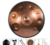 NaLsa 432Hz Handpan Steel Drum 9 Note 22 Pollici Viola Performer in D Minore con Supporto per Le Mani, Custodia per Mani/Oro/9 Toni