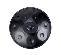 NaLsa 440Hz Handpan Steel Drum 12 Note 22 Pollici in D Minore con Supporto per Impannatura, Custodia per Mani, 12 Toni-Nero/Nero/12 Toni