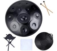 NaLsa 9 10 12 Note Strumento a Tamburo per Panoramica, Tamburo per Mano in D Minore, Tamburo a Mano in Acciaio a 432 Hz con Sacca a Mano Morbida, Mazze da 2 Manuali, Supporto per Le Mani, per la Guari