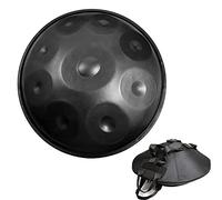 NaLsa Drum Di Padella a Mano in D Minore Handpan 9 Note da 22 Pollici in Acciaio a Mano con Sacchetto a Mano a Mano Morbido per Musica e Religione per la Guarigione Del Suono Yoga Zen Tè/Nero