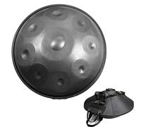 NaLsa Drum Di Padella a Mano in D Minore Handpan 9 Note da 22 Pollici in Acciaio a Mano con Sacchetto a Mano a Mano Morbido per Musica e Religione per la Guarigione Del Suono Yoga Zen Tè/Grigio