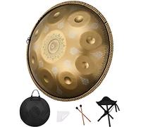 NaLsa Drums Handpan D Minore 9 Note a Mano in Acciaio Tamburo 22 Pollici/56 cm D3 Bb3 C4 D4 E4 F4 G4 A4, per Appassionato Di Musica e Principianti/Oro