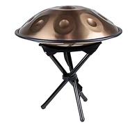 NaLsa Handpan-Premium 18 Pollici G Tune 9 Notes Set Di Tamburi a Mano, Acciaio a Nitriding Forgiato, il Tono Può Essere Regolato, con Uno Zaino e un Supporto, Nero/Oro