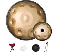 NaLsa Percussione Del Tamburo per Panoramiche Dorate, Tamburo in Acciaio a Mano 17 Note 22 Pollici 440Hz in D Minore con Custodia a Mano Morbida, Supporto per Panoramica Durevole/a/9 Toni