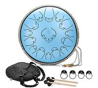 NaLsa Tamburi a Mano Tamburo da 14 Pollici 15 in Acciaio Tamburo a Percussione Acciaio con Tamburo Imbottito Mazzuolo Strumento Musicale Drum Tamburo Strumenti a Percussione Tamburo/Blu