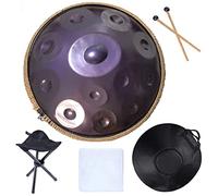 NaLsa Tamburi in Acciaio a Mano Sullo Strumento a Percussione Musical D Minore 9 10 12 Note 22 Pollici Tamburo a Mano in Acciaio per Adulti con Sacchetto Di Padella Morbida, Mazze da 2 Manuali, Suppor