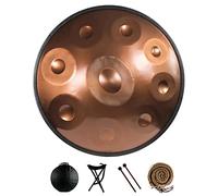 NaLsa Tamburo da 440Hz Handpan 10 Toni da 22 Pollici Tamburi in Acciaio con Sacchetto Morbido, Percussione Armonica per la Guarigione Del Suono, Meditazione Personale, Yoga, 10 Toni-Silver/Oro/10 Toni