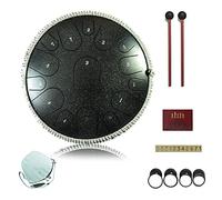 NaLsa Tamburo Della Lingua in Acciaio, 15 Note 14 Pollici C Principali Tamburi Tamburi Strumenti Tamburi Tamburi a Tamburo con Mazze da Trasporto e Libro Musicale per L'Intrattenimento Di Meditazione,