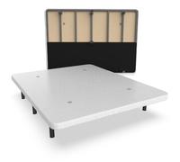 Nalui - Base imbottita 140 x 200 cm in acciaio inox con 7 gambe di altezza 25 cm, elevata stabilità con 5 barre trasversali, tessuto 3D traspirante e 4 valvole di aerazione | Made in Spagna | Bianco