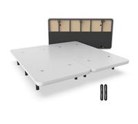 Nalui - Base imbottita 180 x 200 cm rinforzata con 12 gambe alte 25 cm e 5 barre trasversali, rivestimento 3D e 8 valvole di aerazione, prodotto in Spagna | bianco (2 basi da 90 cm con piastre di