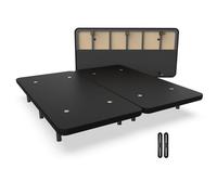 Nalui - Base imbottita 200 x 200 cm rinforzata con 12 gambe alte 25 cm e 5 barre trasversali, rivestimento 3D e 8 valvole di aerazione, prodotto in Spagna | nero (2 basi da 100 cm con piastre di