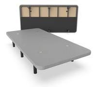 Nalui - Base imbottita 90 x 180 cm in acciaio inox con 6 gambe di altezza 25 cm, elevata stabilità con 5 barre trasversali, tessuto 3D traspirante e 4 valvole di aerazione | Made in España | Grigio